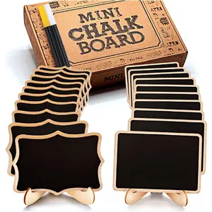 Mini Chalkboard Signs, 20 Pack Framed Small Chalk Board Food Labels with Easel Stand for Party Buffet or Wedding Celebration, Wooden Blackboard as Place Cards for Table Setting or Numbers