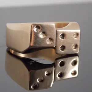 Lucky 7 Dice Ring Hand Made In Solid Brass Made To Order ( Hand Carved )