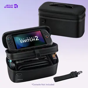 JSAUX All-in-One Carrying Case for Nintendo Switch 2, Travel Storage Bag Fits Dock, Controllers and Accessories, Holds Switch 2 with Protective Case, Large Capacity – Black