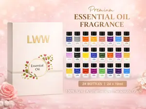 LWW Essential Oil Set 24-Pack 10 mL Each Assorted Scents for Diffuser Car Freshener Refill Home Office Aromatherapy Therapeutic Grade