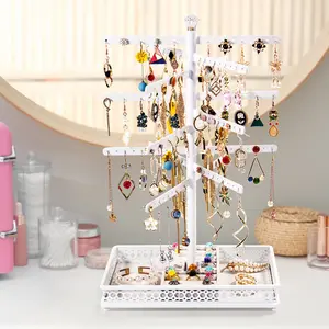 Rotating Jewelry Organizer,Jewelry Display Tower for Necklace,Bracelet, Rotating Necklace Holder Organizer,Jewelry Stand for Shows, Wash White Color,