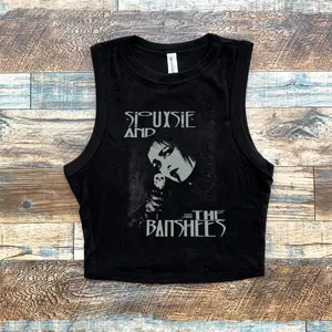 Siouxsie and the Banshees Micro Ribbed Tank, 90s goth band tee, Gothic clothing, Cute retro band shirts, Grunge graphic tee, Goth music shirt, Y2k Crop Tank Top