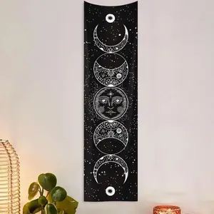 Moon Phase Wall Tapestry, 1 Count Aesthetic Starry Night Sky Hanging Tapestry, Wall Hanging Decor for Home, Summer Essentials, Home Textile