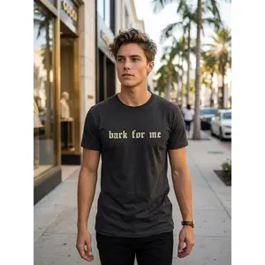 Unisex "Bark For Me" T-Shirt Gothic Font Design "Bark For Me" Meme Graphic Tee Casual Oversized Crew Neck Top Meme Lover Streetwear For Gothic Font & Meme Lovers