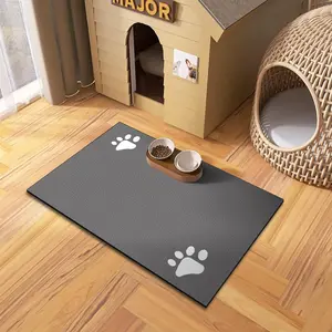 Paw Print Pet Feeding Mat, Water Absorbent Pet Drinking Bowl Mat, Non-slip Pet Feeding Supplies for Dogs & Cats, Pet Supplies, Feeder