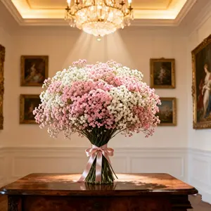Realistic artificial flowers (20 bunches of white “S Breath” flowers + 20 bunches of pink “S Breath” flowers), ideal for outdoor wedding decorations, birthday parties, and seasonal displays. Perfect for weddings, engagement ceremonies, homes, and offices.