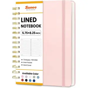 Journaling Notebooks, A5 Lined Spiral Notebook for Women, 146 Pages College Ruled Hardcover Notebook for Work, Note Taking, Journaling and Office School Supplies, A5 - Pink
