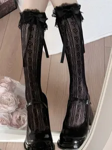 Women's Ruffle Stockings, Japanese Layered Socks, Korean Style Mid-Calf Socks, Trendy Heart Pattern, Casual Feminine Fitted Design