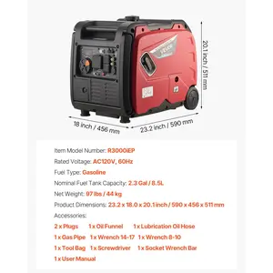 VEVOR Inverter Generator, 4200W Peak Watt Quiet Inverter Generator, Electric Start Inverters Generators for Home Outdoor, Gas Powered, Stable Power, CO Sensor, RV Ready 8.3A Outlet, Long Run Time