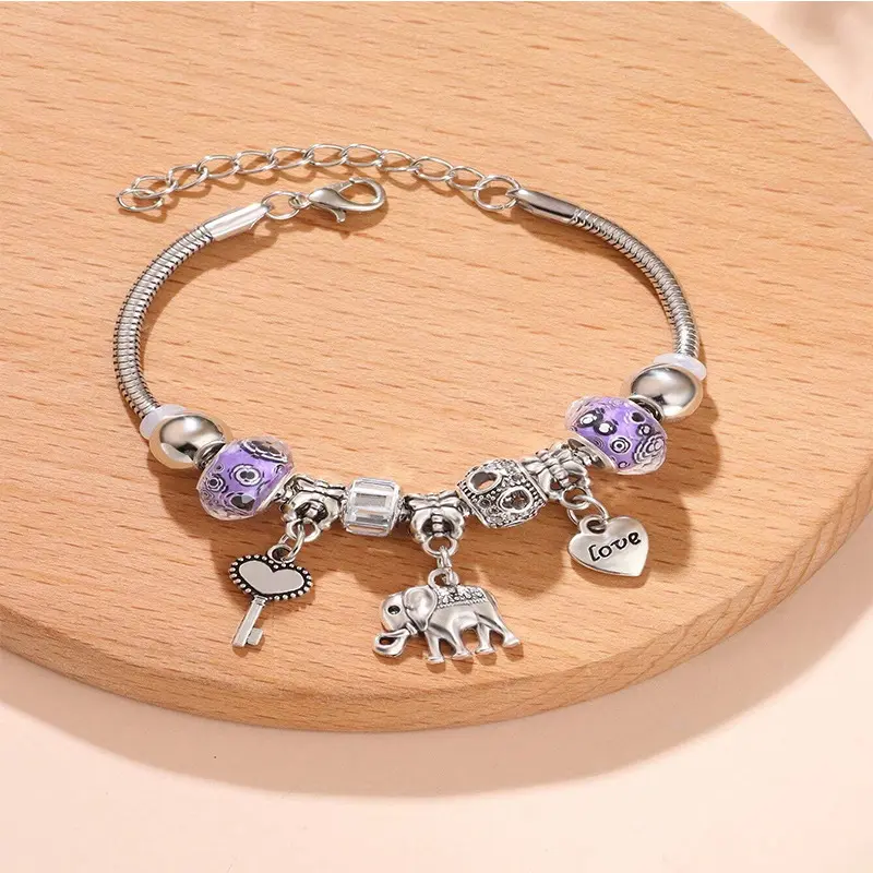 57 # YCB395 Love Elephant Pendant Purple