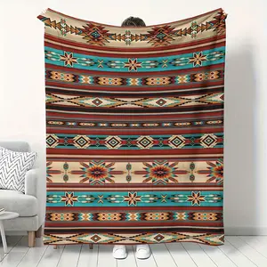 Bohemian style Western style printed blanket with flannel print, Soft and comfortable all-season blanket suitable for travel, bedrooms, camping, sofas, beds, and office decor. A perfect gift for family, friends, and birthdays.
