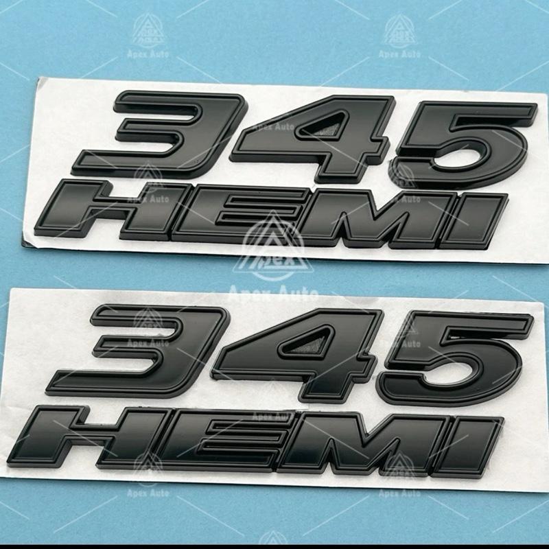 2x Zinc Alloy 345 Hemi Fender Side Emblems 3M REAR ADHESIVE Badge For HEMI SRT Hellcat Matte Black
