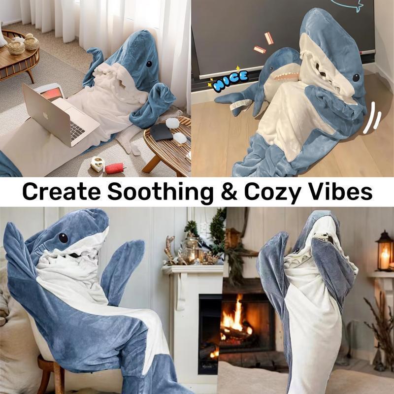 Shark Blanket Hoodie Onesie Sleeping Bag Cozy Costume For Family Loungewear Shark Pajama Comfort Overalls Womenswear Clothing