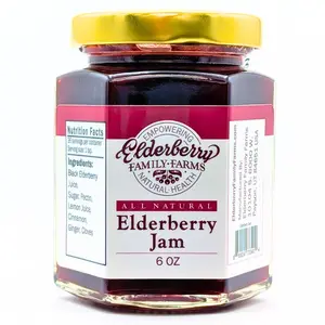 Elderberry Family Farms All Natural Elderberry Jam 8 Oz - Empowering Natural Health with Black Elderberry Juice Sugar Pectin Lemon Juice Cinnamon Ginger Cloves