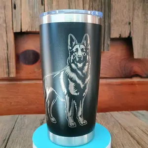 20oz German Shepherd Dog Laser Engraved tumbler. Bottle Drinkware Water Bottles Cup Mug Portable Bottled Washable Reusable