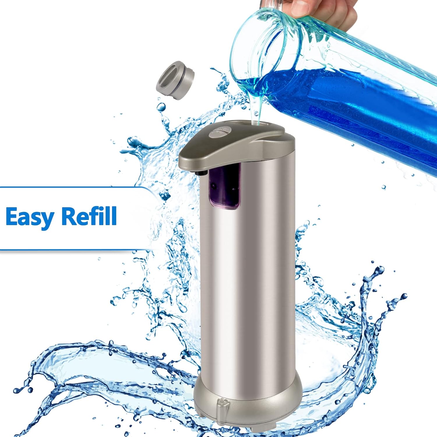 Automatic Soap Dispenser, Fits Most Soaps, 3 Adjustable Dispensing Levels, Precise Sensing, Easy to Use & Refill, Touchless Soap Dispenser for Kitchen