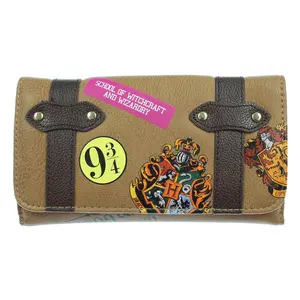 Harry Potter Hogwarts School Trunk Inspired Snap Closure Trifold Wallet