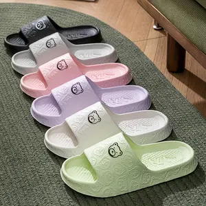 Summer Cute Bear Cool Slippers Women's Wear, Non-Slip Eva, Men's Foot Slippers, Suitable for Outerwear Footwear Walking Shoes