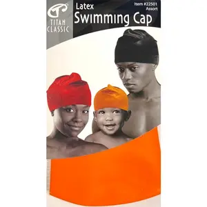Titan Latex Swim Cap for Adults & Kids - Comfortable & Stretchy Swimming Cap for Pool, Training & Recreation, Orange