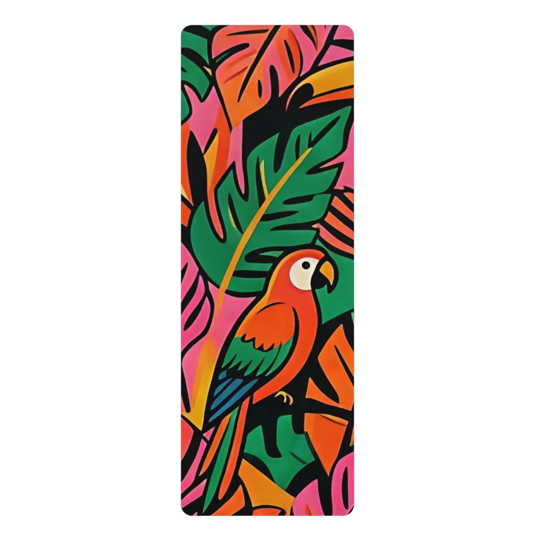Tropical Parrot Print Yoga Mat | Rubber Non-Slip Exercise Mat