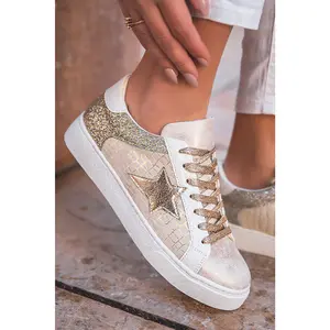 Glitter Star Patchwork Lace-up Sneakers