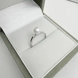 PEARLISM White Freshwater AK Pearl 925 Silver Ring