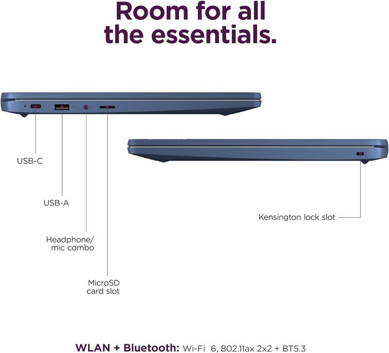 Lenovo Chromebook 14 Touchscreen Laptop, 8-Core 2.0GHz Processor, 4GB RAM, 64GB eMMC, Anti-Glare, 13-Hr Long Battery Life, Webcam, Chrome OS w/Google AI, Blue