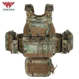 YAKEDA VT-8833TB Camouflage Tactical Vest Outdoor CS Military Multifunctional Vest with Multiple Pockets Adjustable Straps for Summer Use