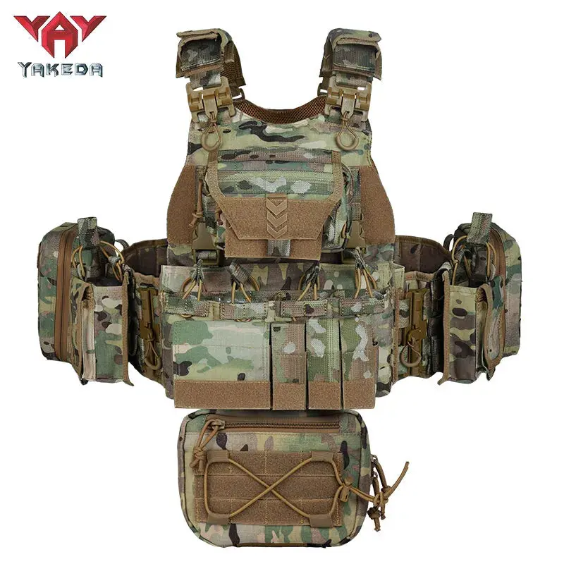 YAKEDA VT-8833TB Camouflage Tactical Chest Vest - Summer Outdoor CS Military Protective Gear, Adjustable Straps, Multiple Pockets