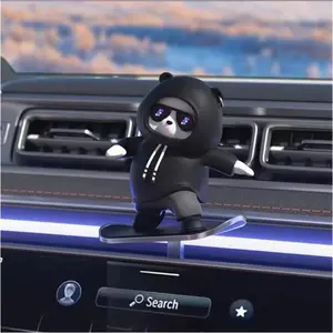 Skateboard Bear Moving Decorations - Universal Car Control Screen Decor, Cute Essential Car Interior Accessories