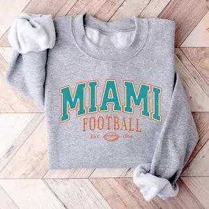 Vintage Miami Football Crewneck Sweatshirt, Dolphins Sweatshirt, Miami Football Game Day, Dolphins Fans Gift, Miami Football Game Day Shirt