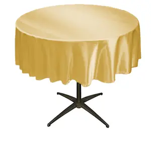 Tektrum 52 inch Round Silky Satin Tablecloth - Premium Fabric - Best for Wedding Party Banquet Events Restaurant Kitchen Dining Decoration - Gold Color