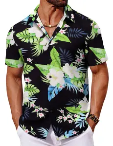 COOFANDY Mens Hawaiian Shirt Short Sleeve Button Down Shirts Tropical Floral Summer Beach Shirts