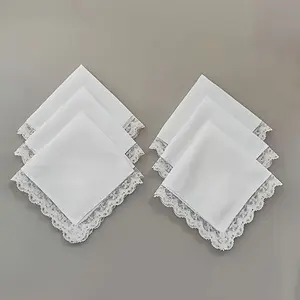 Floral Lace Handkerchiefs, Simple Hankies, Flower Edge Handkerchiefs, Perfect for DIY Painting, Crafts, and Rewards
