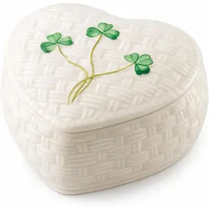 Kylemore Small Trinket Box - Handcrafted Keepsake Decorative - Fine Parian China Irish - 3.3"W x 4.4"H, White