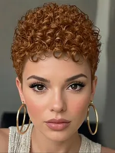 pixie wig 99j burgundy black color pixie cut short afro curly human hair wig machine made daily party use human hair wig for women stylish gift wig Kinky Curly Wig