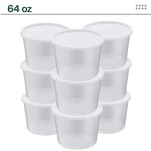 ProTakeOut, [64 oz] Heavy-Duty PP Deli Containers with Lids –100sets | Microwave & Freezer Safe | Durable, Leak-Resistant & Reusable | Ideal for Bulk Food Storage, Meal Prep, Restaurants & Catering