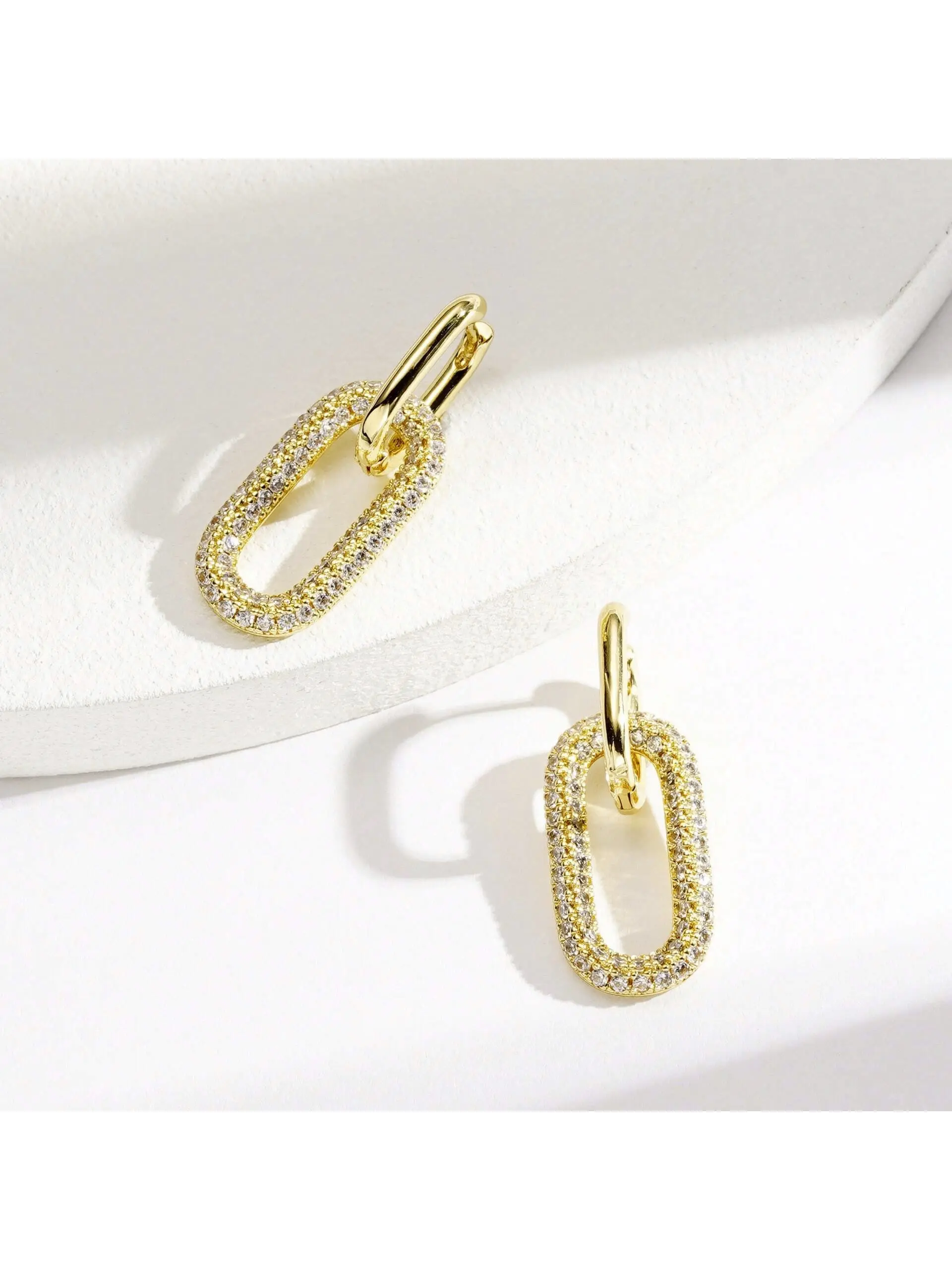 1 pair Geometric Double Hoop Earrings for Women - Alloy & Zircon Convertible Earrings, Transition from Day to Night, Minimalist Elegant Design, Suitable For Daily and Vacation Outfits , Gift For Friends, Family, Couples, Birthday And Holiday