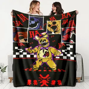 Comfortable Flannel Throw Blanket with Five Nights at Freddy's Character Print, Warm and Durable for Sofa, Office, Bed, Camping, Travel Gift