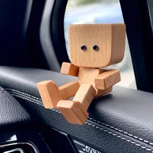 Multifunctional DIY Wooden Figure Car Dashboard Decoration, Office Desktop Display Ornament, Birthday Gift Accessory, Car Interior Decoration, Car Trinkets, Car Interior Decorative