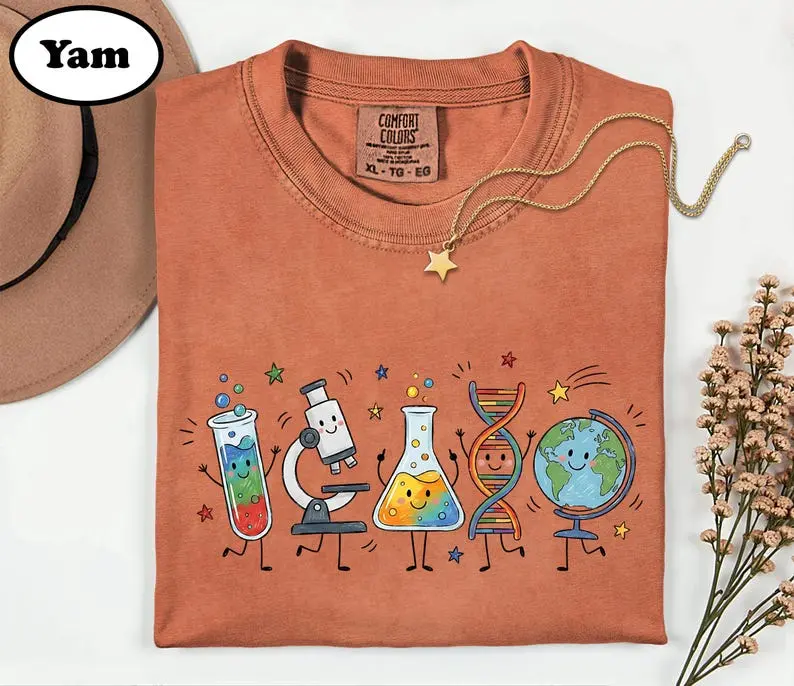 Cute Science Teacher Doodle Shirt, Comfort Colors STEM Teacher Tee, Chemistry Biology Teacher Gift, Funny Science Lover Shirt, Lab Tech Gift