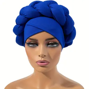 Braid Twist Big Turban Cap Solid Color Head Wrap Stylish Hijab Head Scarf Women Bonnet Beanies Chemo Hats/ Clothing For Muslim
