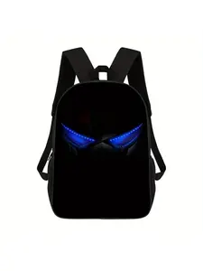 1pc Lightweight Black Unisex Printed Backpack, Printed Duffel Bag - Adjustable Shoulder Strap, Unisex School Bag, Casual Travel and Commuter Bag, Zipper Closure, Sports Gear Bag |Minimalist Design | Lightweight Backpacks, Travel Backpacks
