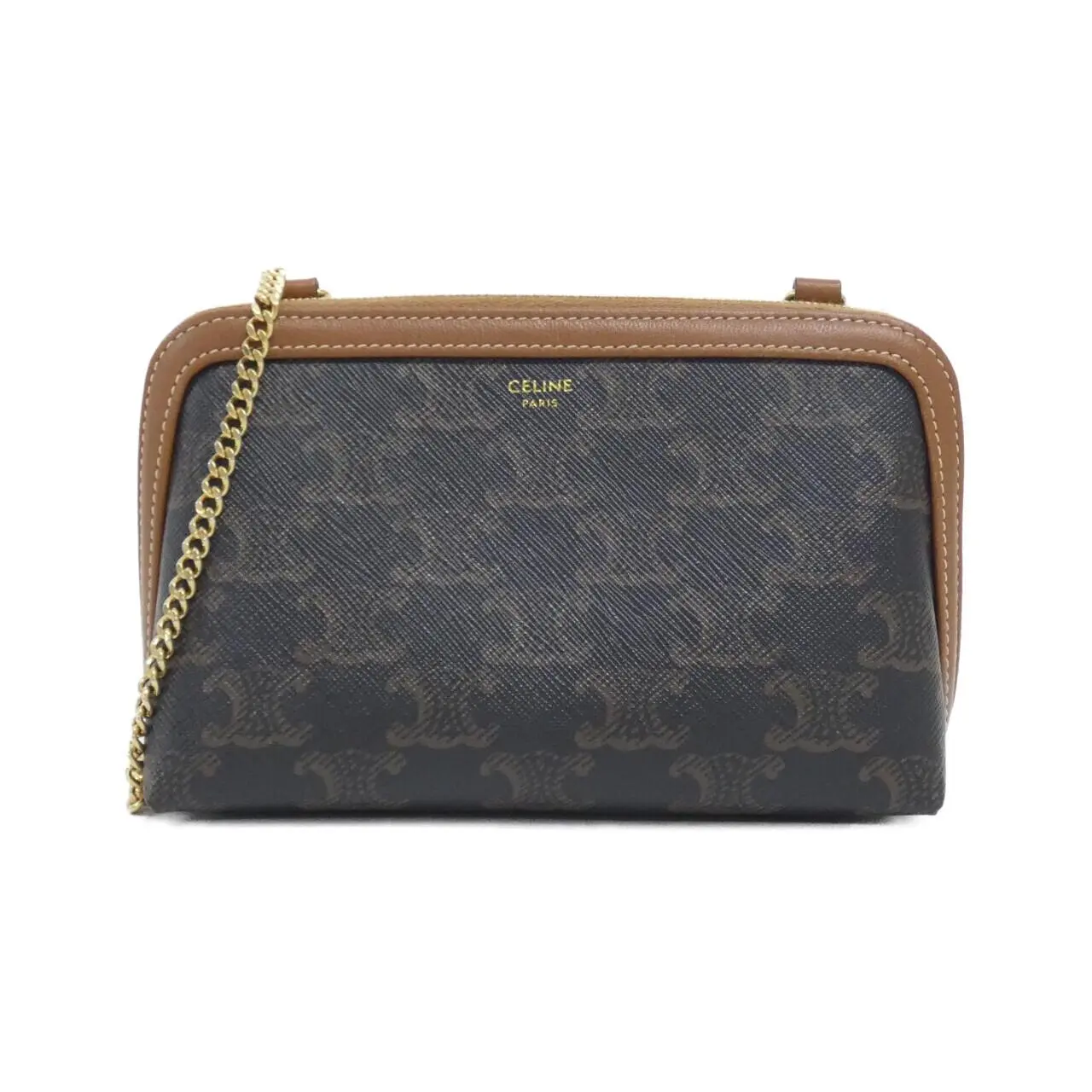 Pre-owned Celine Lambskin Shoulder Bags Chain Clutch Triomphe Canvas Shoulder Bag
