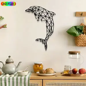 1pc Geometric Dolphin Metal Wall Art, Leaping Dolphin Wall Sculptures Mural, Intricate Craftsmanship, Perfect for Beach Wedding, Housewarming Decor, Perfect for Living Room Patio Wall Coastal Decor, Ideal Gift for Marine Life Enthusiasts.