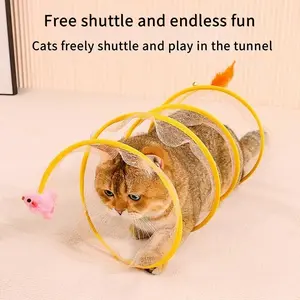 Foldable S-Shaped Cat Tunnel Toy, Interactive Spring Mouse Tunnel with Ball and Crinkle Paper, Outdoor Play for Cats, Small Pets