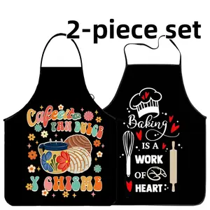 Mother's Day Gift Apron Set,2-piece Set Polyester Apron for Women,Cleaning Tool,Spanish Word Aprons,Funny Mexican Style Cooking Apron, Kitchen&Cleaning Essential,World Cup,Nails Design Tool