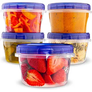 Plastic Food Deli Containers With Twist Top Lids - (16 Oz) - [5 Pack] - Food Storage Containers Takeout To Go - Microwave, Freezer & Dishwasher Safe BPA-Free