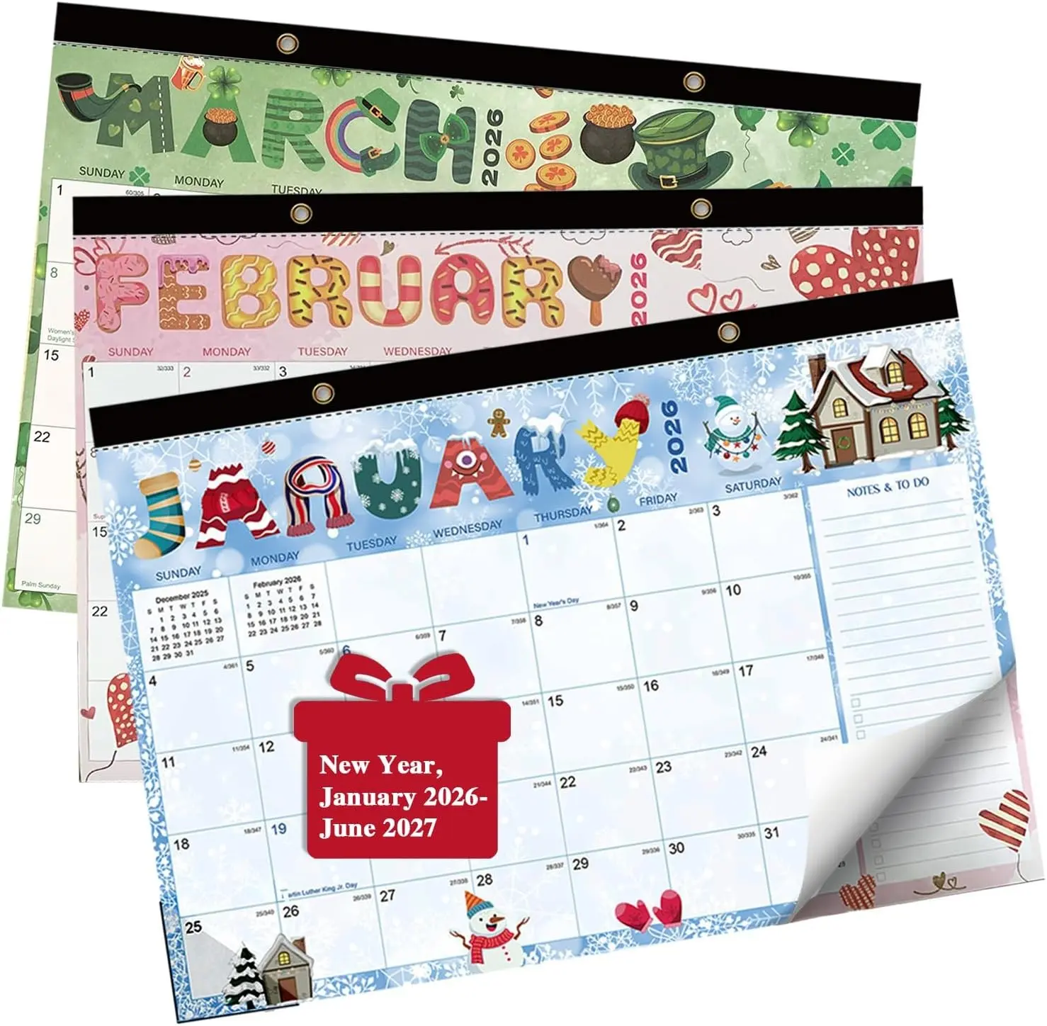 2026–2027 Desk Calendar – 18-Month US Holidays Theme Desk & Wall Calendar, Large 17"x12" Monthly Planner, Cute Aesthetic Organizer, Perfect Christmas & Holiday Gift for Teachers, Moms, and Coworkers