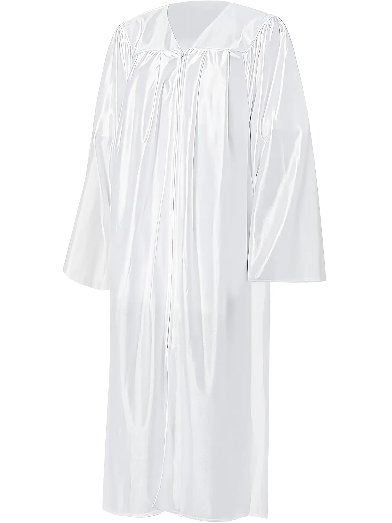 Unisex Glossy Clergy Robe Full Length Zip Choir Gown Long Sleeve Solid Color Ceremonial Robe for Christmas, Easter, New Year Service, Baptism & Graduation